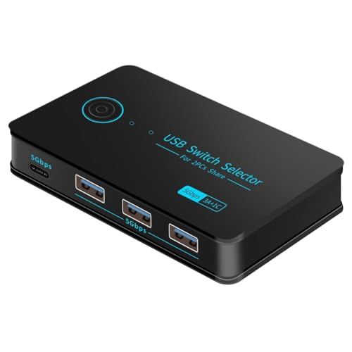 GIWFBQTR USB-Umschalter für 2 Computer, KVM-Umschalter, USB 3.0, 4 Anschlüsse (3 USB 3.0 + 1 USB-C), Hub, Geräte für Teilen, Drucker, Scanner von GIWFBQTR