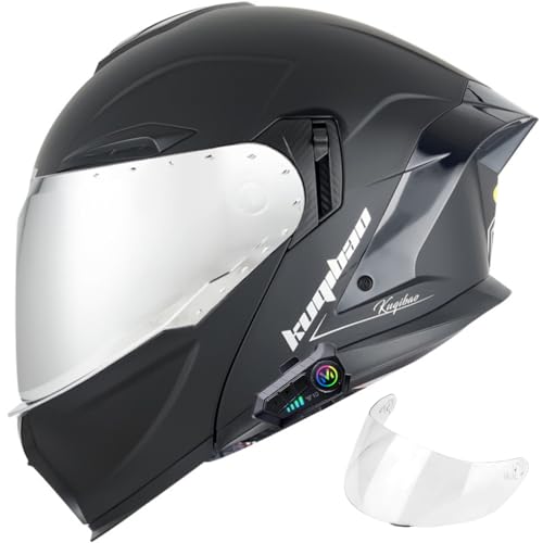 Bluetooth-Modularer Motorradhelm, Integral-Klapphelm Mit Doppelvisier, ECE-Geprüft, Integriertem Mikrofon Mit Zwei Lautsprechern, Für Erwachsene, Männer Und Frauen 9,XXL=63-64 von GJCKOPIUFA