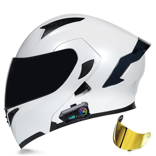 Modularer Bluetooth-Motorradhelm, Integralhelm, Klapphelm, ECE-Geprüfter Sturzhelm, Eingebautes Mikrofon Mit Zwei Lautsprechern, Für Erwachsene, Männer Und Frauen G,M=55-56CM von GJCKOPIUFA