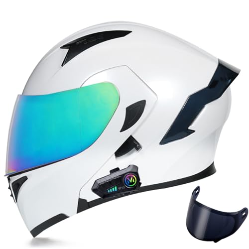 Modularer Bluetooth-Motorradhelm, Integralhelm, Klapphelm, ECE-Geprüfter Sturzhelm, Eingebautes Mikrofon Mit Zwei Lautsprechern, Für Erwachsene, Männer Und Frauen H,XL=59-60M von GJCKOPIUFA