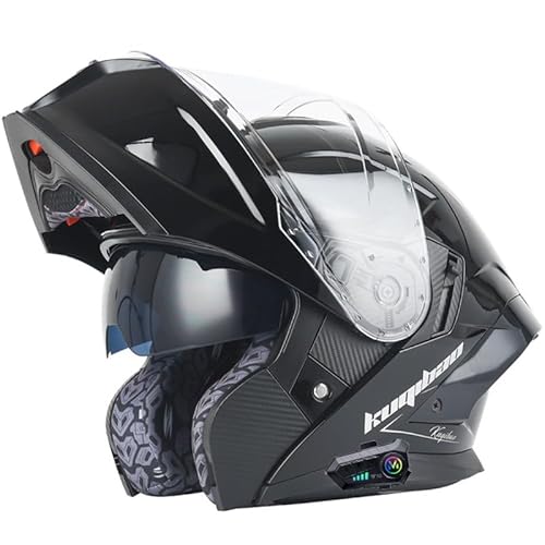 Modularer Bluetooth-Motorradhelm, Integrierter Integralhelm Mit Hochfester Schale, ECE-Zulassung, Helme Mit Dual-Lautsprecher-Headset Für Den Rennsport 10,M=57-58 von GJCKOPIUFA