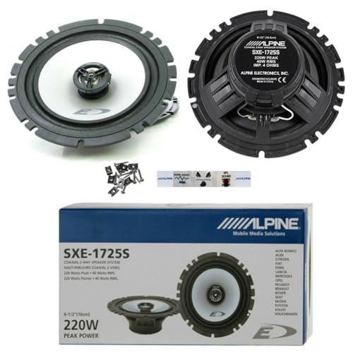 2 Alpine SXE-1725S Lautsprecher 2 Wege koaxial 16,5 cm 165 mm 6,5" 40 watt rms 220 watt max für Standard autotürgehäuse, pro Paar + 5 kostenlose Aufkleber von GK SOUND