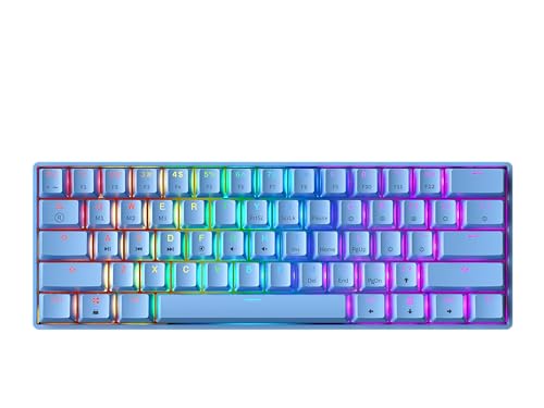 GK61s Hot-Swap Mechanische Gaming-Tastatur - 61 Tasten Mehrfarbige RGB-LED-Hintergrundbeleuchtung für PC-/Mac-Spieler (Gateron Mechanical Silent Brown, Blau) von GK61