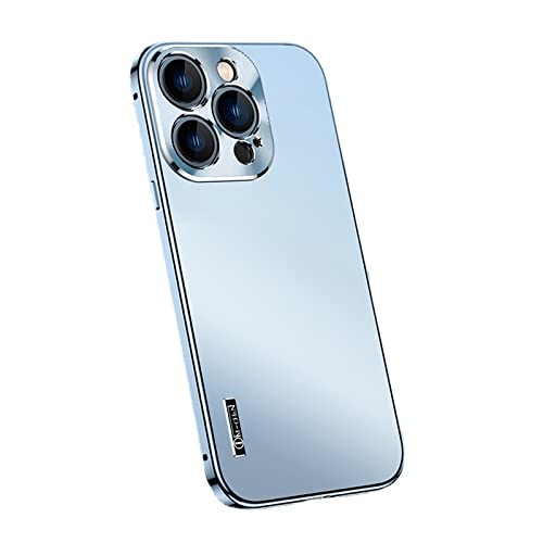 Schutzhülle für iPhone 14/14 Plus/14 Pro/14 Pro Max, ultradünn, leicht, magnetisch, Metallrahmen, kratzfest, matt, mattierte Rückseite aus Polycarbonat mit Kameralinsenschutz, Blau, 14 Pro von GKDLHG