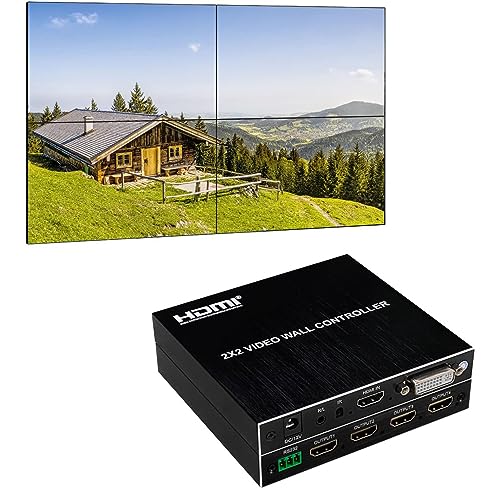 GKRONG 2x2 Video Wall Controller | 1080P | HDMI & DVI Eingänge; HDMI Ausgänge | 8 Anzeigemodi - 2x2, 1x2, 1x3, 1x4, 2x1, 3x1, 4x1 von GKRONG