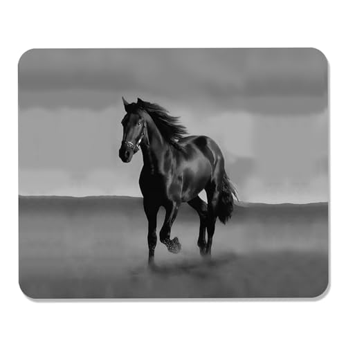 GLANDOTU Gaming Mauspad - Mousepad 260 x 210 × 3 MM - Mousepad mit Motiv Rutschfestem Gummiboden, Mousepad mit Einer speziellen Oberfläche verbessert Geschwindigkeit und Präzision, Schwarzes Pferd von GLANDOTU