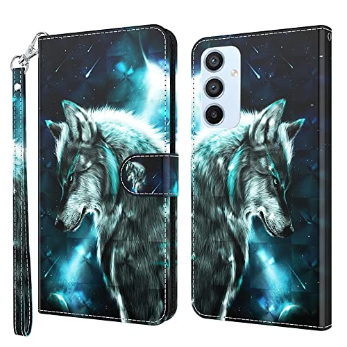 GLANDOTU Handyhülle für Samsung Galaxy A54 5G Lederhülle [Standfunktion] [Magnetverschluss] Stoßfest Flip PU Leder Cover Case Klapphülle Samsung A54 5G Schutzhülle -Wolf von GLANDOTU