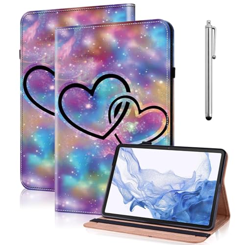 GLANDOTU Hülle für Samsung Galaxy Tab A 9.7 Zoll T550N / T555N Schutzhülle,Flip Leder Schutzhülle SM-T550 mit Stifthalter und Stand Wallet Cover Case für Galaxy Tab A 9.7 - Zwei Herzen von GLANDOTU