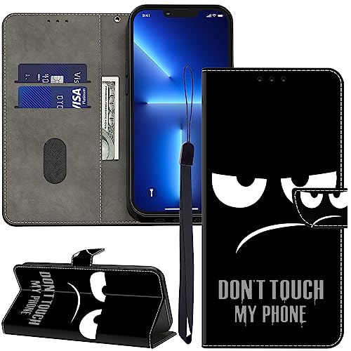 GLANDOTU Lederhülle für Samsung Galaxy A14 5G/4G Hülle, Kartensteckplätzen Muster Flip Motive Wallet Handyhülle Tasche Case Schutzhülle Kompatibel mit Samsung A14 5G Hülle - Nicht anfassen von GLANDOTU