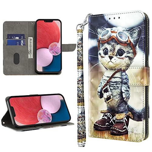 GLANDOTU Lederhülle für Samsung Galaxy A25 5G Hülle, Flip Wallet klappbar Handyhülle Multi-Muster Leder Tasche Case Schutzhülle für Samsung A25 5G Hülle - Kluge Katze von GLANDOTU