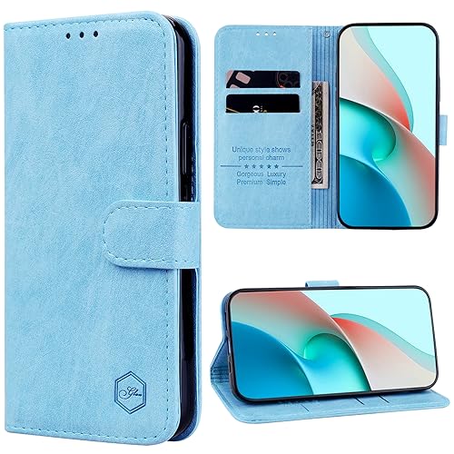 GLANDOTU Lederhülle für Samsung Galaxy A55 Hülle, Premium Magnet Kartenfächer Flip Wallet Leder Tasche Case Schutzhülle for Samsung A55 Hülle - Azure Blue von GLANDOTU