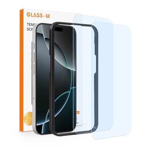 GLASS-M [2 Pack] Anti-Blaulicht-Displayschutzfolie für iPhone 16 Pro, keine Blasen, blaues Licht, blockiert gehärtetes Glas, 9H Härte, Anti-Fingerabdruck, einfache Installation Kit von GLASS-M