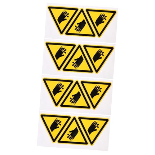 GLEAVI 4 Sätze Warnaufkleber Stift Etiketten Schutzhelm-aufkleber Diverse Aufkleber Alarm In Acht Nehmen Lebensmittelaufkleber Gelbes Gefahrenband Yellow Selbstklebendes Vinyl 3 Stück * 4 von GLEAVI