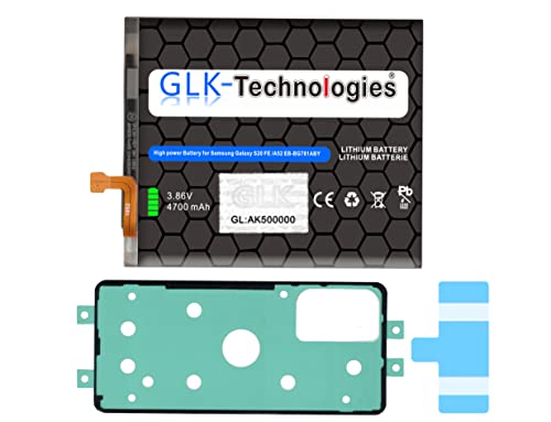 High Power Ersatzakku kompatibel mit Samsung Galaxy A52 A525F, A52 5G A526B, A52s A528B | GLK-Technologies Battery | accu | 4700mAh Akku | inkl. 2X Klebebandsätze von GLK-Technologies