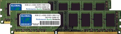 8 GB (2 x 4 GB) DDR3 1600 MHz PC3–12800 240-PIN DIMM Memory RAM KIT für PC Desktops/MAINBOARDS von GLOBAL MEMORY