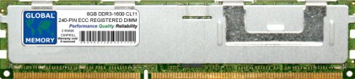 8 GB DDR3 1600 MHz PC3–12800 240-PIN ECC Registered DIMM (RDIMM) Arbeitsspeicher für Servers/WORKSTATIONS/MAINBOARDS (2, Rank Chipkill,) von GLOBAL MEMORY