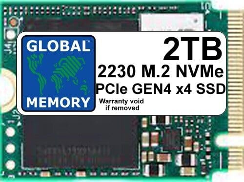 GLOBAL MEMORY 2 TB M.2 2230 PCIe Gen4 x4 NVMe Solid-State-Laufwerk (SSD) für Laptops/Desktop-PCs/Server/Workstations/Motherboards, GMSSD2TM.2-2230NVME4 von GLOBAL MEMORY