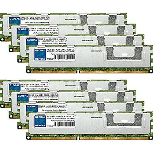 GLOBAL MEMORY 32 GB (8 x 4 GB) DDR3 1066 MHz PC3–8500 240-PIN ECC Registered DIMM (RDIMM) Arbeitsspeicher Kit für Apple Mac Pro (Anfang 2009 – Mitte 2010 – Mitte 2012) von GLOBAL MEMORY