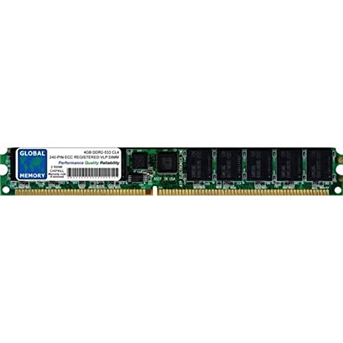 GLOBAL MEMORY 4 GB DDR2 533 MHz PC2–4200 240-PIN ECC Registered VLP DIMM RAM, für Servers/WORKSTATIONS/MAINBOARDS (2 Rank Chipkill,) von GLOBAL MEMORY