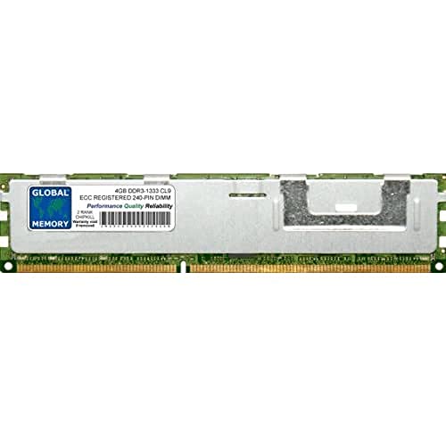 GLOBAL MEMORY 4 GB DDR3 1333 MHz PC3–10600 240-PIN ECC Registered DIMM (RDIMM) Arbeitsspeicher für Servers/WORKSTATIONS/MAINBOARDS (2, Rank Chipkill,) von GLOBAL MEMORY