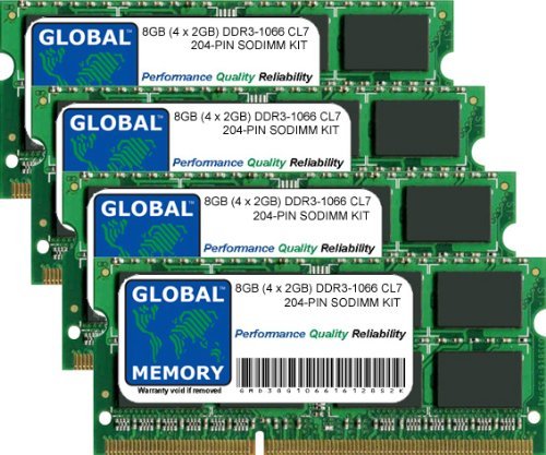 GLOBAL MEMORY 8 GB (4 x 2 GB) DDR3 1066 MHz PC3–8500 204-PIN SODIMM ARBEITSSPEICHER KIT FÜR Intel IMAC (Mitte 2010) von GLOBAL MEMORY