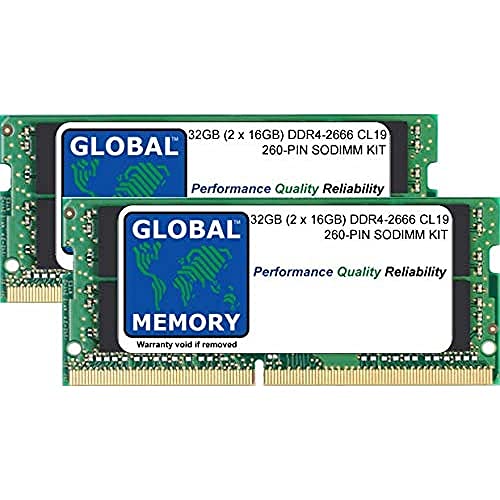 Global Memory 32GB (2 x 16GB) DDR4 2666MHz PC4-21300 260-Pin SODIMM Arbeitsspeicher für Notebooks von GLOBAL MEMORY