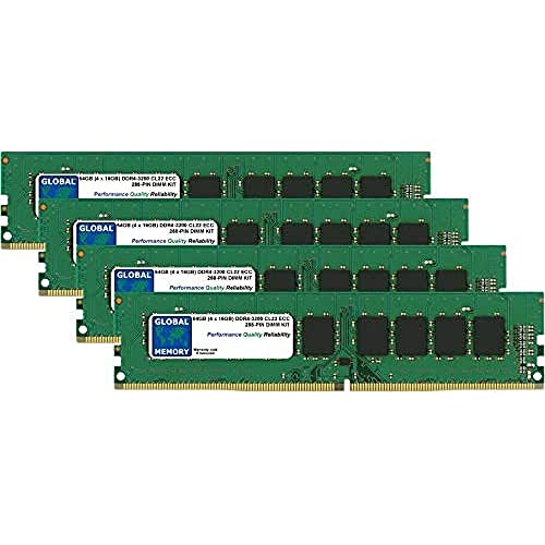 Global Memory 64GB (4 x 16GB) DDR4 3200MHz PC4-25600 288pin ECC DIMM (UDIMM) Arbeitsspeicher RAM Kit für Server/Workstations/Motherboards von GLOBAL MEMORY