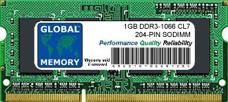 Global Memory Arbeitsspeicher (1 GB, DDR3, 1066 MHz, PC3-8500, 204-polig, SODIMM, für Intel IMAC (Anfang/Mitte/Ende 2009 - Mitte 2010) und Intel Mac Mini (Anfang/Mitte/Ende 2009 - Mitte 2010) von GLOBAL MEMORY