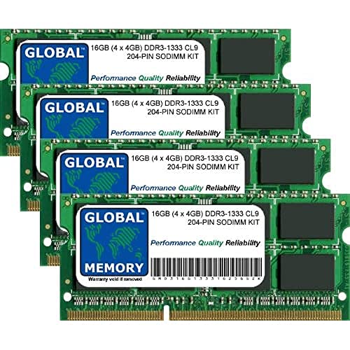 RAM KIT (16 GB (4 x 4 GB) DDR3 1333 MHz PC3-10600 204-PIN SODIMM RAM KIT für Intel IMAC (MID 2010 - MID 2011) von GLOBAL MEMORY