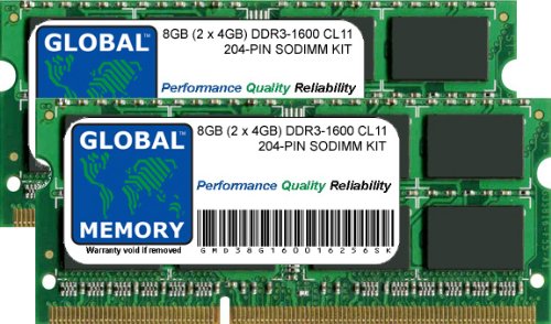 RAM KIT (8 GB (2 x 4 GB) DDR3 1600 MHz PC3-12800 204-PIN SODIMM RAM KIT für MacBook Pro (Mitte 2012) von GLOBAL MEMORY