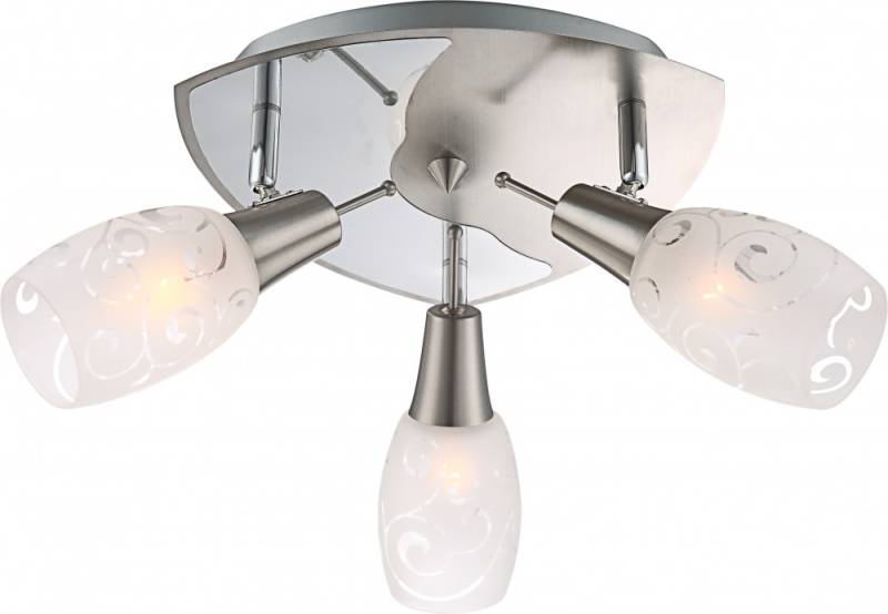 Deckenleuchte, nickel-matt, Chrom, Opal, satiniert, Muster von GLOBO LIGHTING