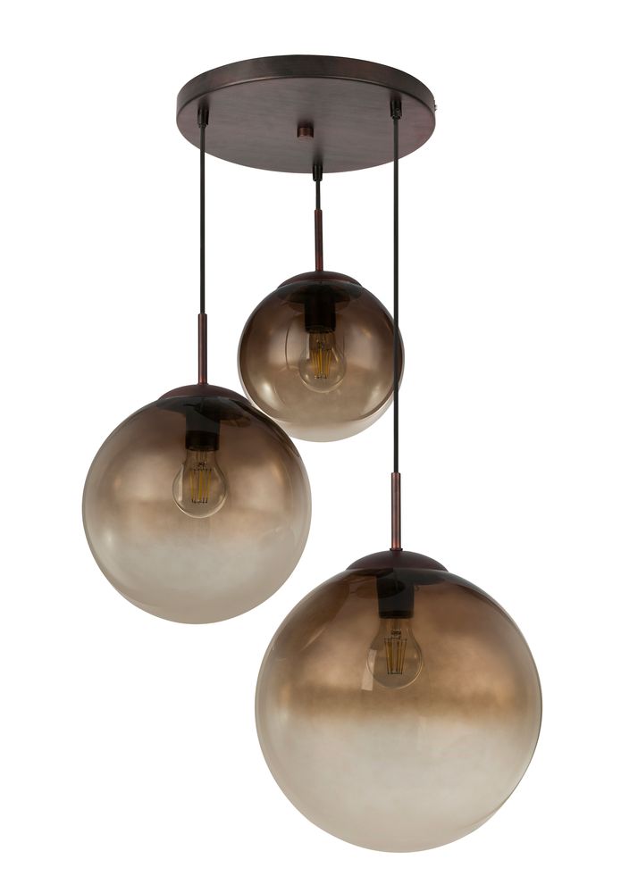 Hängeleuchte, Glas, 3 Kugeln, braun, H 120 cm von GLOBO LIGHTING