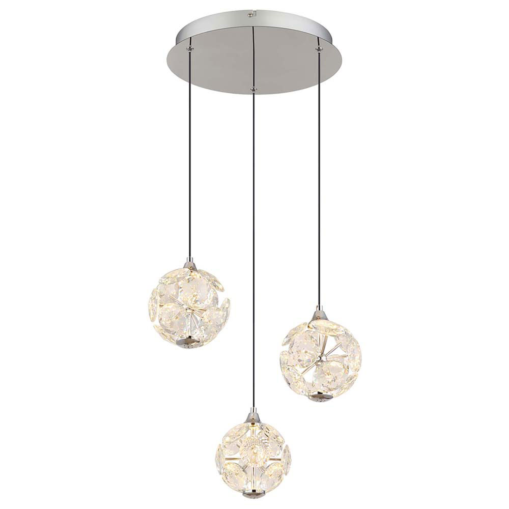 LED Hängeleuchte, 3 Flammig, Glas, K9 Kristalle, H 150 cm von GLOBO LIGHTING