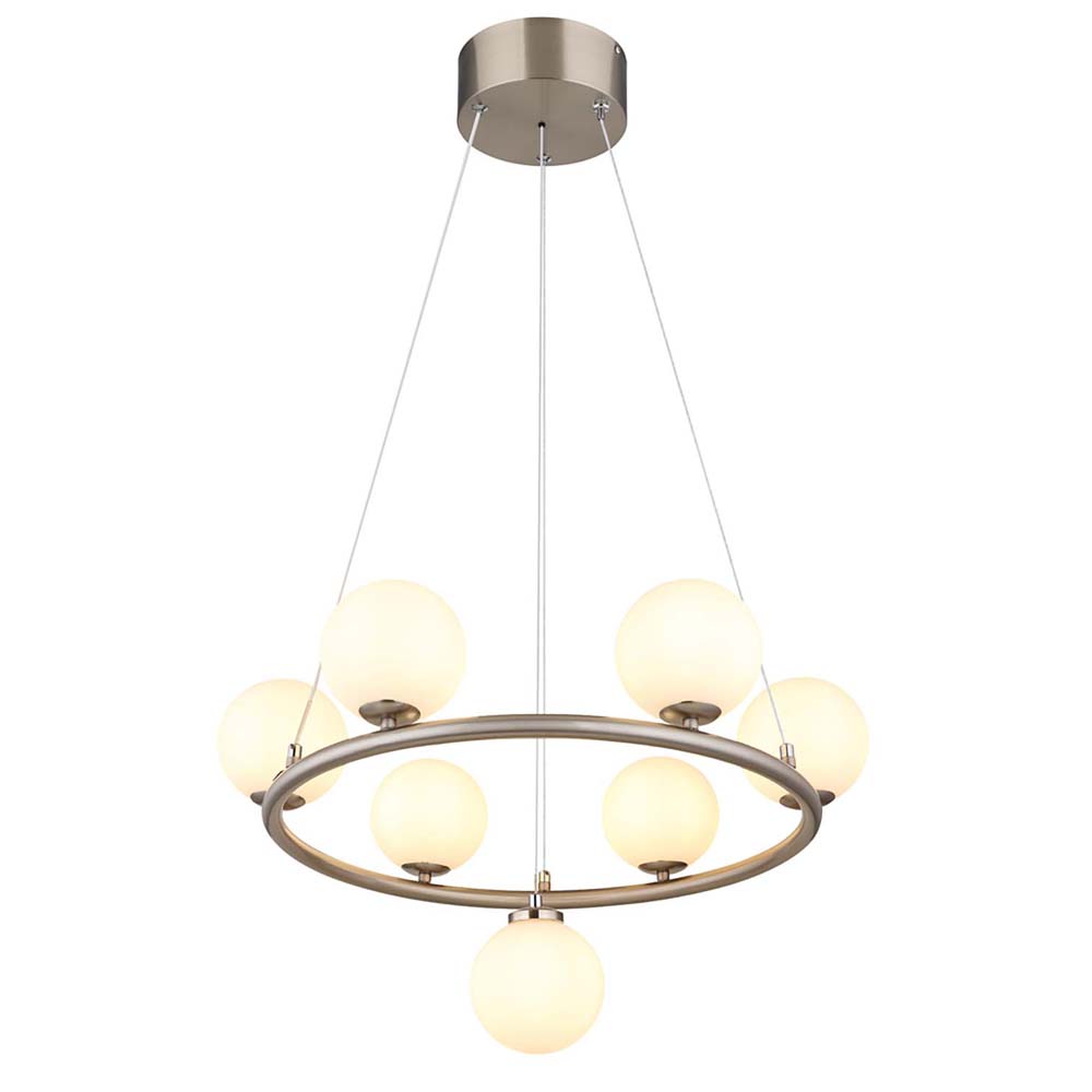 LED Hängeleuchte, Glaskugeln, 7 Flammig, nickel, H 120 cm von GLOBO LIGHTING