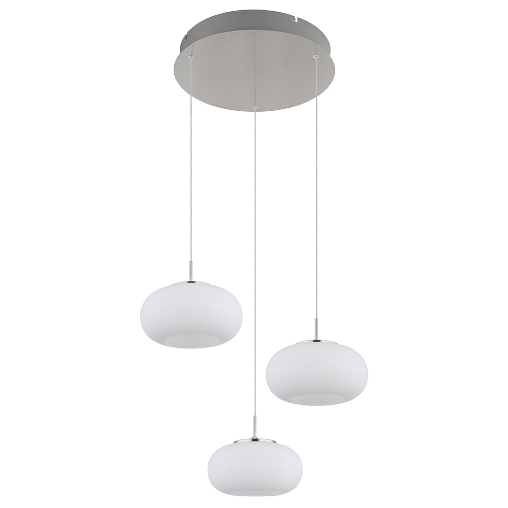 LED Pendelleuchte, nickel matt, Glas opal, H 150 cm von GLOBO LIGHTING