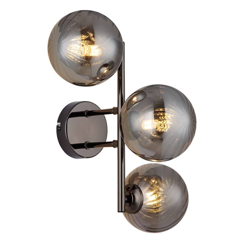 Wandlampe, Metall schwarz, Glas rauch, H 25 cm von GLOBO LIGHTING