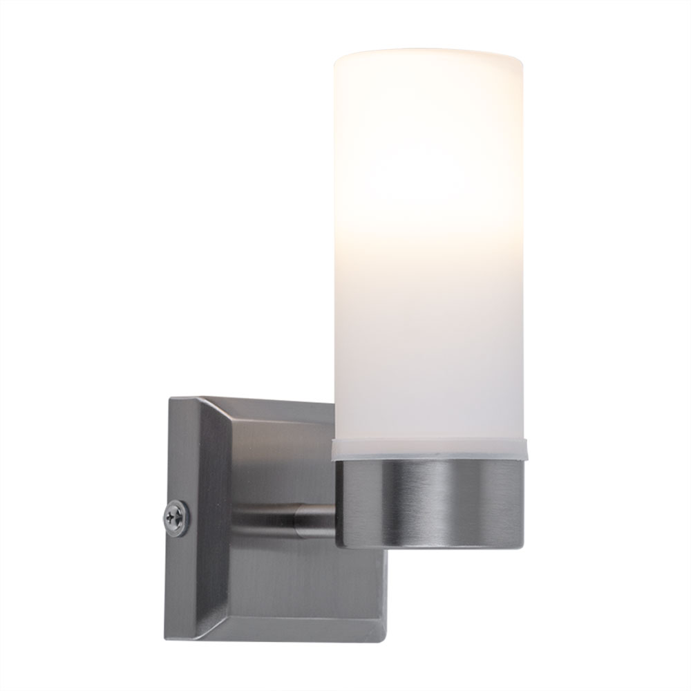 LED Wandleuchte, IP44, Glas opal, nickel-matt, H 18,5 cm von GLOBO LIGHTING