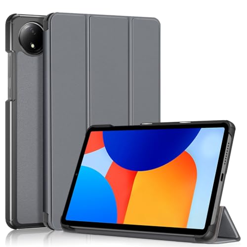 GMUJIAO Kompatibel mit Redmi Pad SE 8.7 inch für Hülle,Standfunktion Schlanke PU Leder Telefontasche mit Dreifachem Standfuß [Sturzsicher]-Grau von GMUJIAO