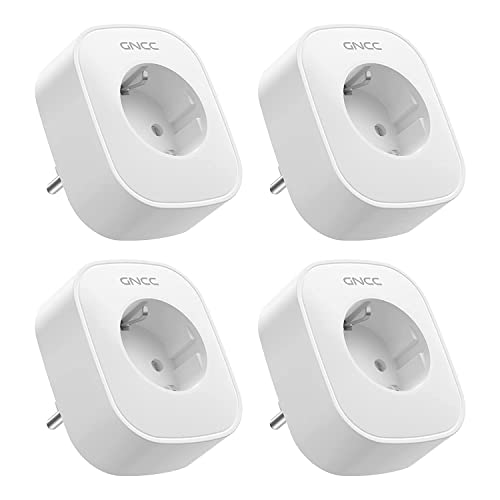 GNCC WLAN Steckdose mit Stromverbrauch, Alexa Steckdose 4er Pack, , Smart Steckdose Kompatibel mit Alexa & Google Home, Fernbedienung, Sprachsteuerung, 16A, Weiß von GNCC