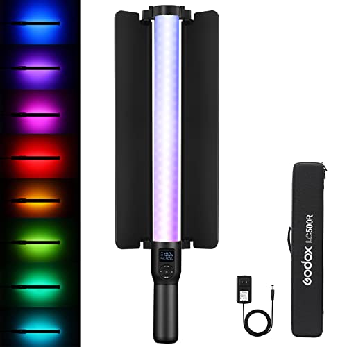 GODOX LC500R Video Lichtleiste,Video Leuchtstab 2500K-8500K Dimmbar mit 2600mAh AkkuMagnetisch anziehbar Handheld Fotografie Licht von Godox