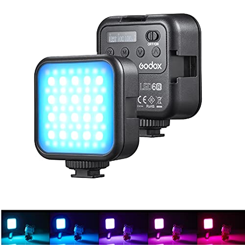Godox LITEMONS LED6R RGB LED-Videolicht Wiederaufladbares Mini-Einfülllicht 3200K-6500K Dimmbar 13 Lichteffekte unterstützen die magnetische Adsorption mit 3 Kaltschuhhalterungen für Vlog Live von GODOX