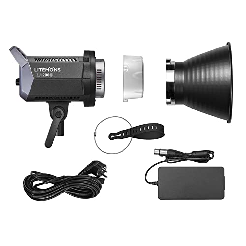 Godox Litemons LA200Bi Studio LED-Videoleuchte 230 W Fotolicht 2800 K-6500 K Zweifarbige Temperatur 11 FX Lichteffekte CRI96 + TLCI97 + Bowens Mount APP-Fernbedienung für Heimstudio Vlog Porträt von GODOX