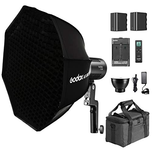 Godox ML60 60W Power in Your Hands LED Videoleuchte,mit AD-S60S Softbox,RC-A6 Fernbedienung,2X NP970 Lithium Batterie von Godox