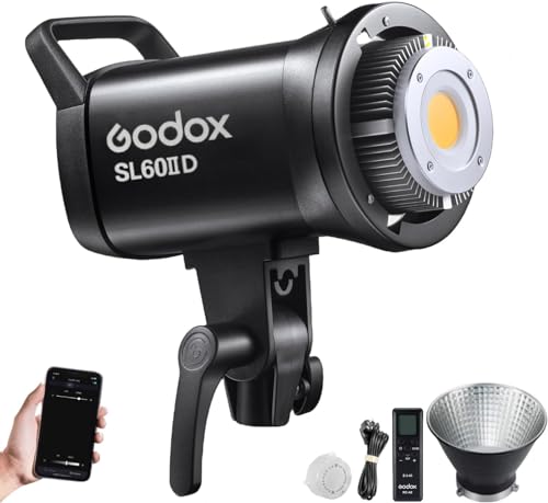 Godox SL60IID 70W LED Video Light, 18600Lux @1M 5600K COB LED Dauerlicht, Bluetooth App & 2.4G Wireless Remote Control 8 Eingebaute Fx Effekte, TLCI/CRI 97+/96+Bowens Mount Studio Light von GODOX