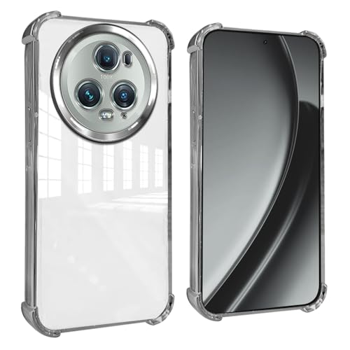 GOGME Hülle für Huawei Honor Magic 5 Pro / Magic5 Pro Verstärkte Ecken Handyhülle mit Kamerafolie Schutzhülle/TPU Kratzfest Stoßfest Weich Transparent Design - Silber von GOGME