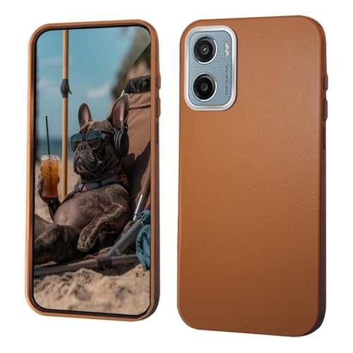 GOGME Hülle für Motorola Moto E15 Handyhülle [Kamerarahmenschutz] + Textur aus Kunstleder Schutzhülle/rutschfest Case mit Ultradünnem Design - Orange von GOGME