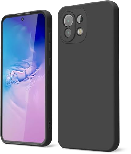 GOGME Hülle für Xiaomi Mi 11 Lite 5G / 4G / 11 Lite 5G NE Handyhülle mit Kratzfestem Mikrofaserfutter, Silikon Schutzhülle Stoßfest Kameraschutz Dünn Weiche TPU Case, Schwarz von GOGME