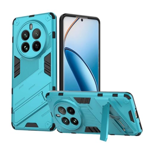 GOKEN Hülle für Realme 12 Pro Plus (Pro+)/ Realme 12 Pro 5G: Stoßfeste Handyhülle aus Silikon und Hartem PC, Schutzhülle mit Faltbarem Ständer, Rutschfestes Armor Design, Cover Case, Blau von GOKEN