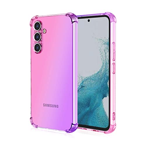 GOKEN Hülle für Samsung Galaxy A54 5G, Schutzhülle TPU Silikon Handyhülle mit Farbverlauf Design, Transparent Stoßfest Bumper Case Soft Flex Cover, Pink/Lila von GOKEN