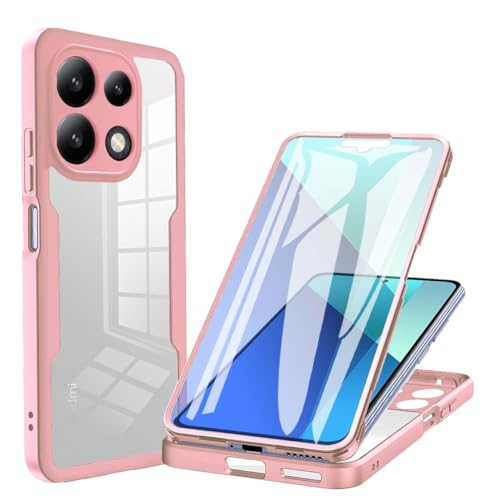 GOKEN Hülle für Xiaomi Redmi Note 13 4G, [ Integriertem Displayschutz ] 360 Grad Stoßfest Handyhülle, Transparent Soft TPU Bumper Schutzhülle, Rosa von GOKEN